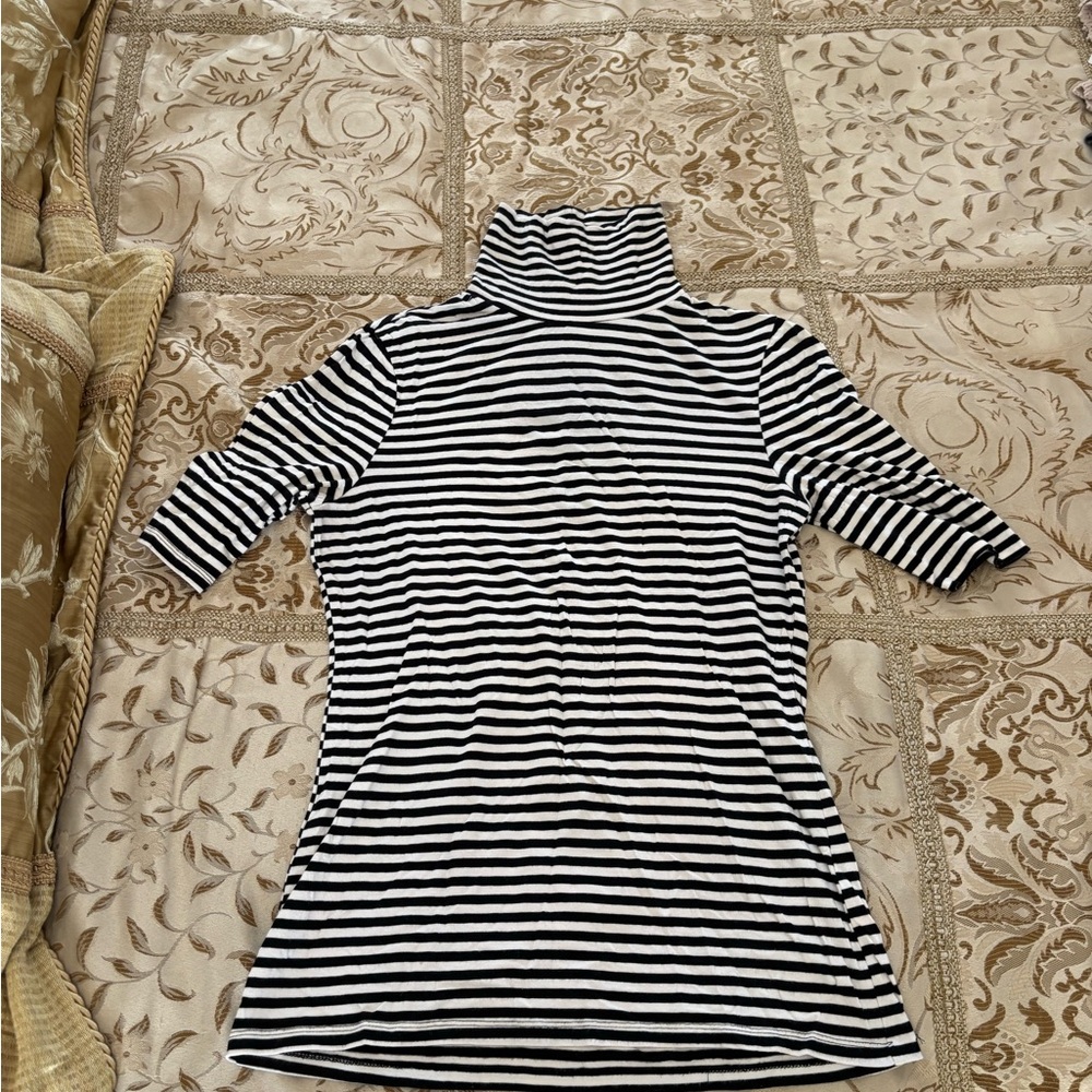 Merona Black and White Striped Top